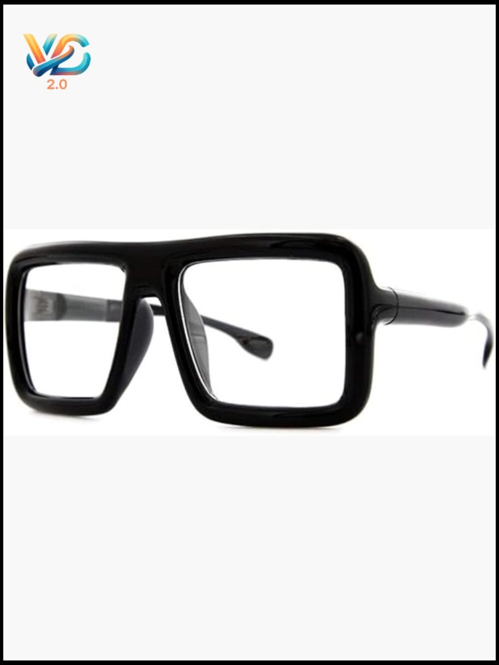 Thick Square Frame Clear Lens Glasses Oversized Fashion Costume 2 Pack